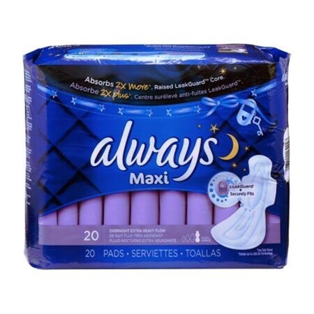 Procter & Gamble PGC17902 Always Maxi Pads Overnight Extra Heavy Flow - 20 Count